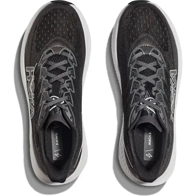 Hoka Women's Mach 6 Running Shoe Black/White 1147810-BWHT