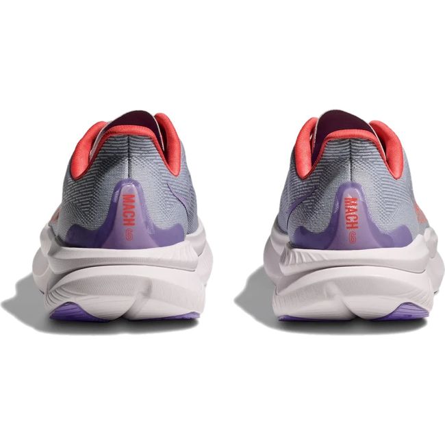 Heels of Hoka Women's Mach 6 Running Shoes in Pale Dusk Gull