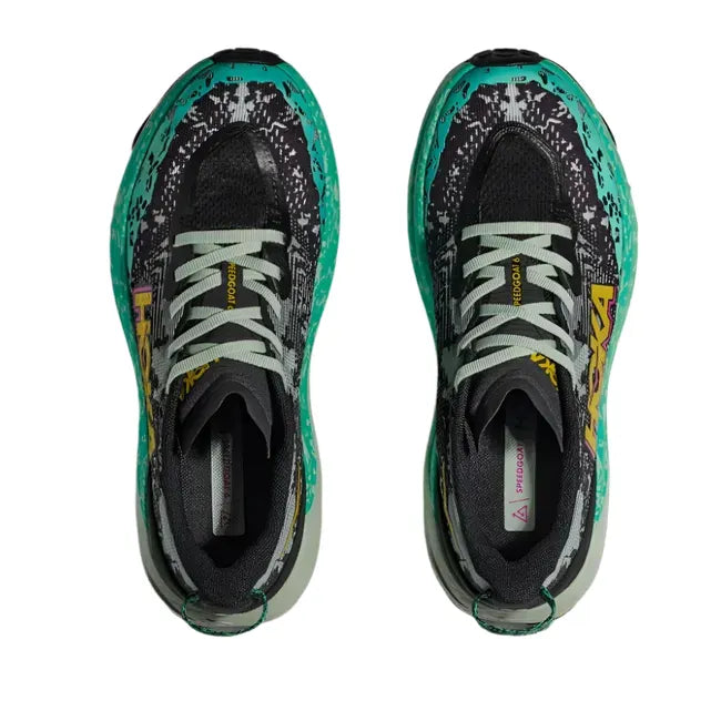 Hoka Women's Speedgoat 6 Trail Running Shoe Black/Aloe Vera 1147811-BLVR