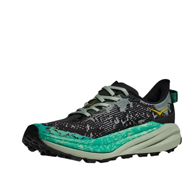 Hoka Women's Speedgoat 6 Trail Running Shoe Black/Aloe Vera 1147811-BLVR
