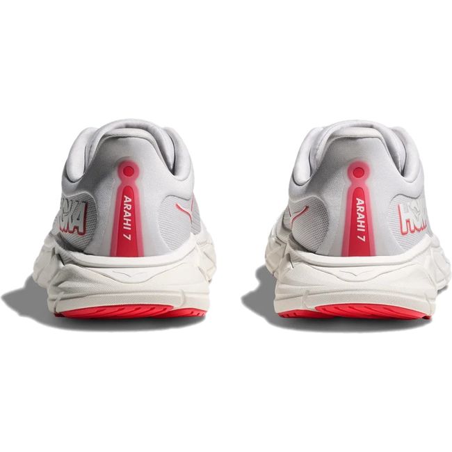 Heels of Hoka Women&#39;s Arahi 7 Running Shoes in Cosmic Grey and Ruby Red