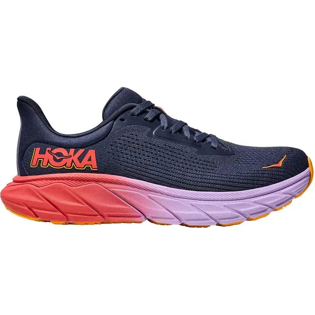 Lateral side of Women&#39;s Hoka Arahi 7 Running Shoe in Nautical Dusk and Varsity Navy