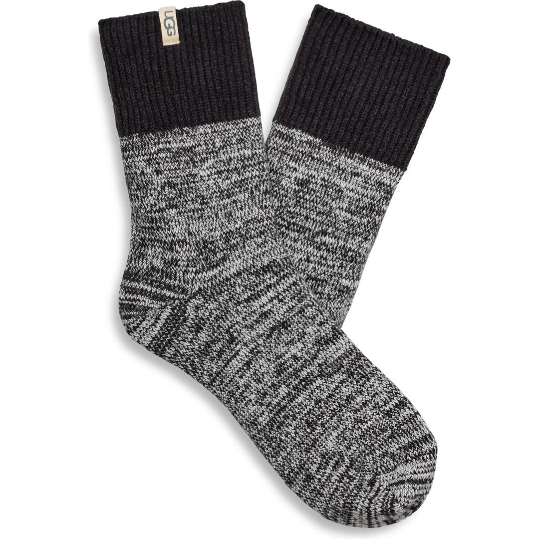 Pair of UGG Women's Rib Knit Slouchy Quarter Socks in Black