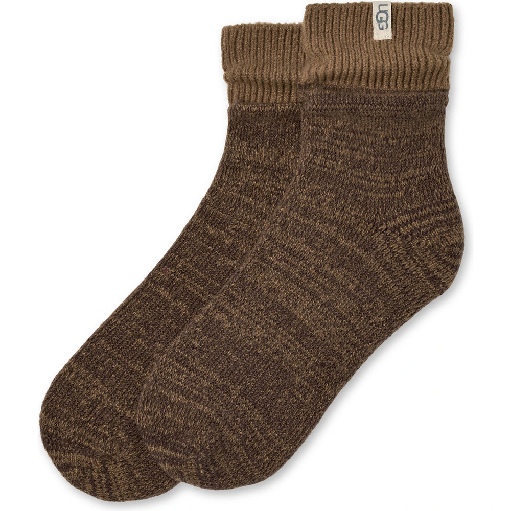 Second view of UGG Women's Rib Knit Slouchy Quarter Socks in Coffee Grounds