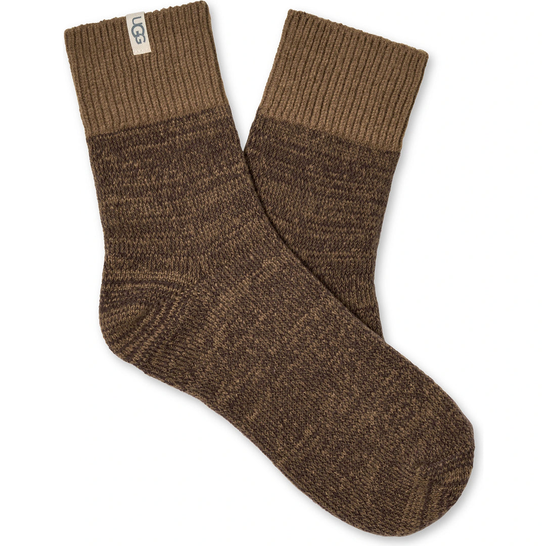 Pair of UGG Women's Rib Knit Slouchy Quarter Socks in Coffee Grounds