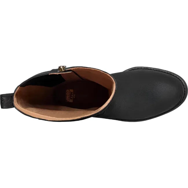 Top down view of Women's Waterproof Teva Rowena Tall Boot in black leather with size zipper