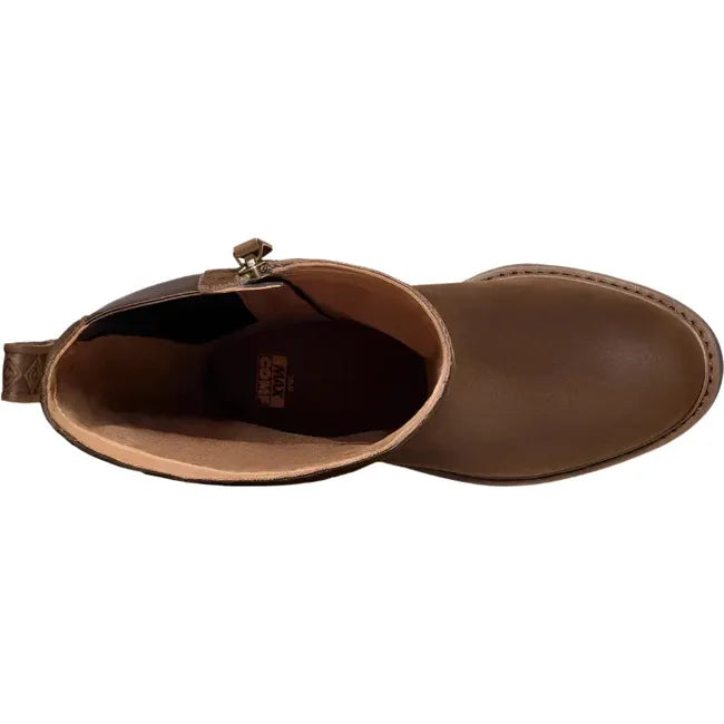 Top of Women's Waterproof Teva Rowena Tall Boot in chocolate brown leather with side zipper