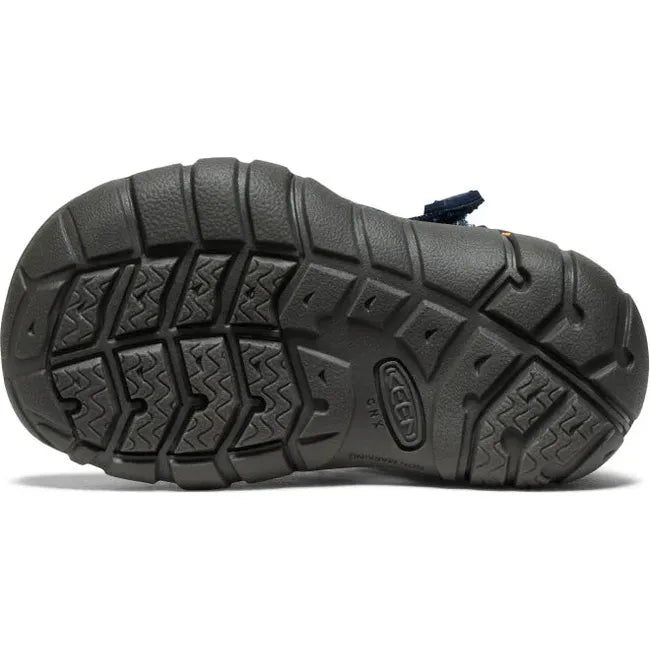 Sole of KEEN Toddlers&#39; Seacamp II CNX Sandal in Naval Academy Blue and Drizzle Gray