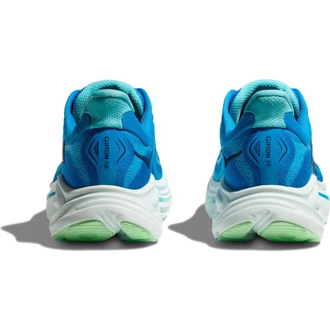 Heels of of Men's Hoka Clifton 10 Running Shoes in Hoka Blue and Skyward Blue
