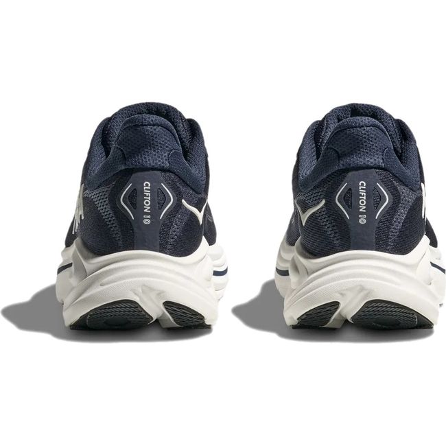 Heels of Men's Hoka Clifton 10 Running Shoes in Navy and White