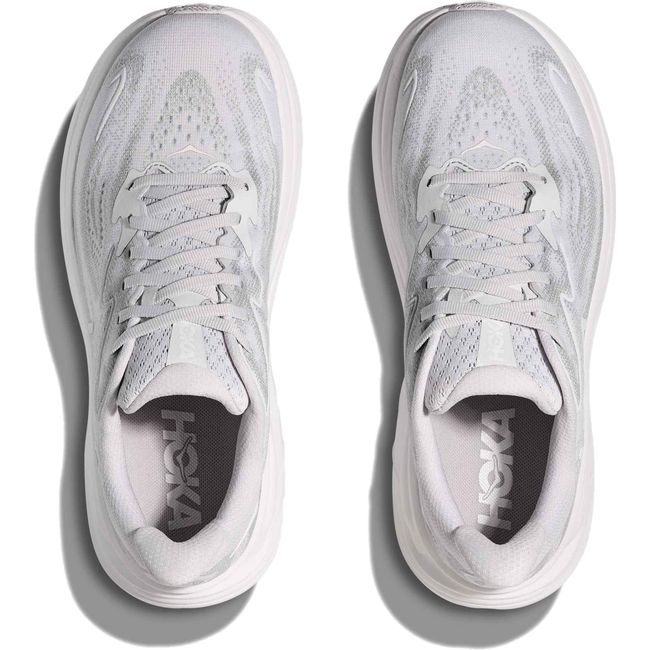 Top down view of Women's Hoka Clifton 10 Running Shoes in Cosmic Grey Stardust