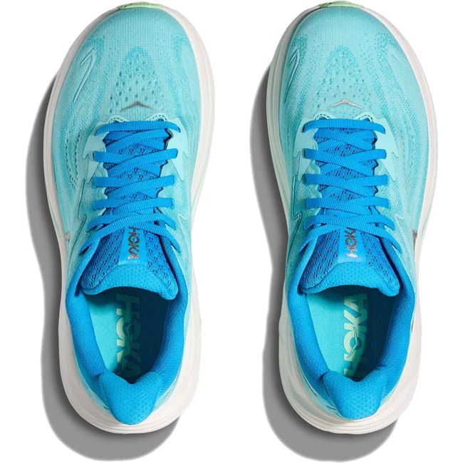 Top down view of Women's Hoka Clifton 10 Running Shoes in skyward blue