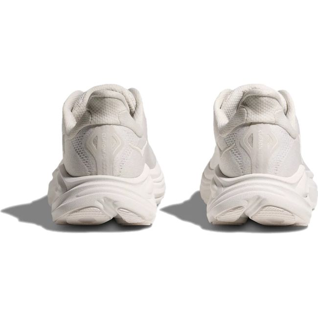 Heels of Women's Hoka Clifton 10 Running Shoes in all White 