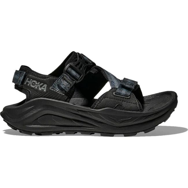Lateral side of Men's Hoka Infini Hike TC Hiking Sandal in all Black