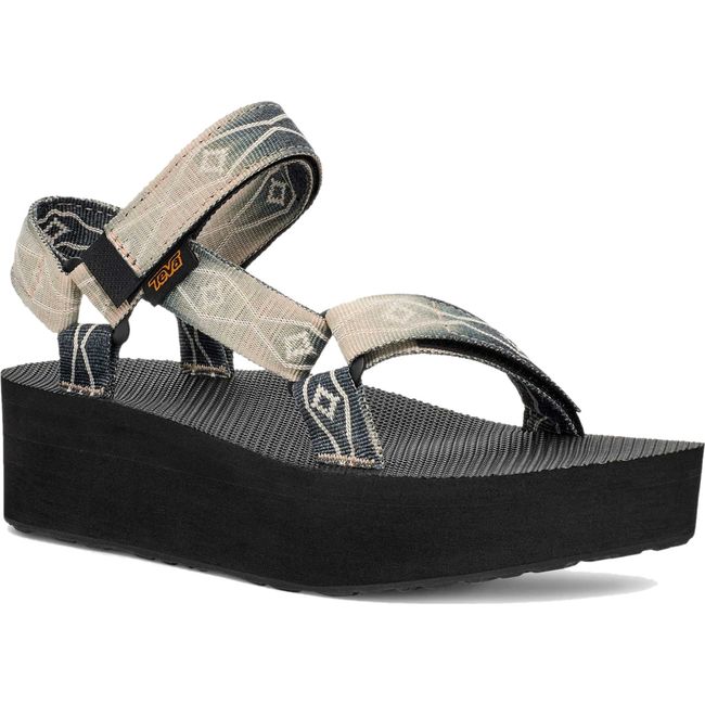 Front of Teva Women's Flatform Universal Platform Sandal in Waterless Black Cream