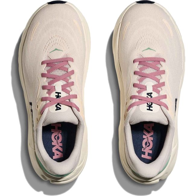 Lace up upper of Men's Hoka Arahi 8 Running Shoes in Rose Cream Alabaster