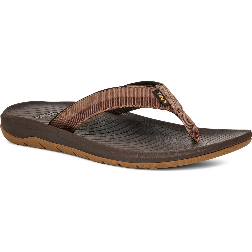 Front angle of Teva Men's Hurricane Flip Flop in Archive Ladder Bison