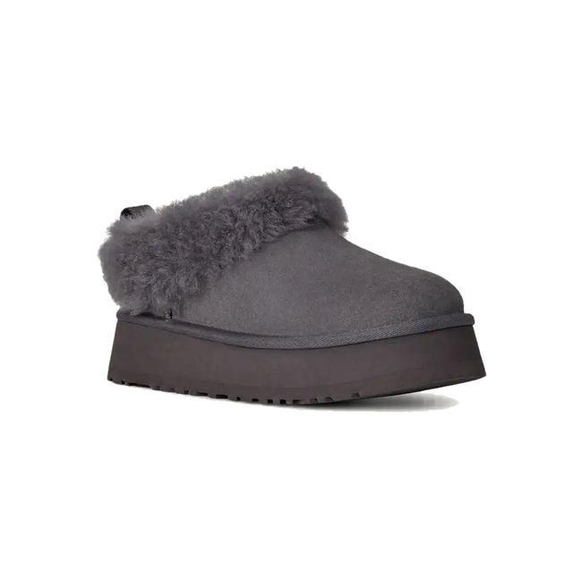 Angled side of Ugg Women&#39;s Tazzelle Slipper in Obsidian Black