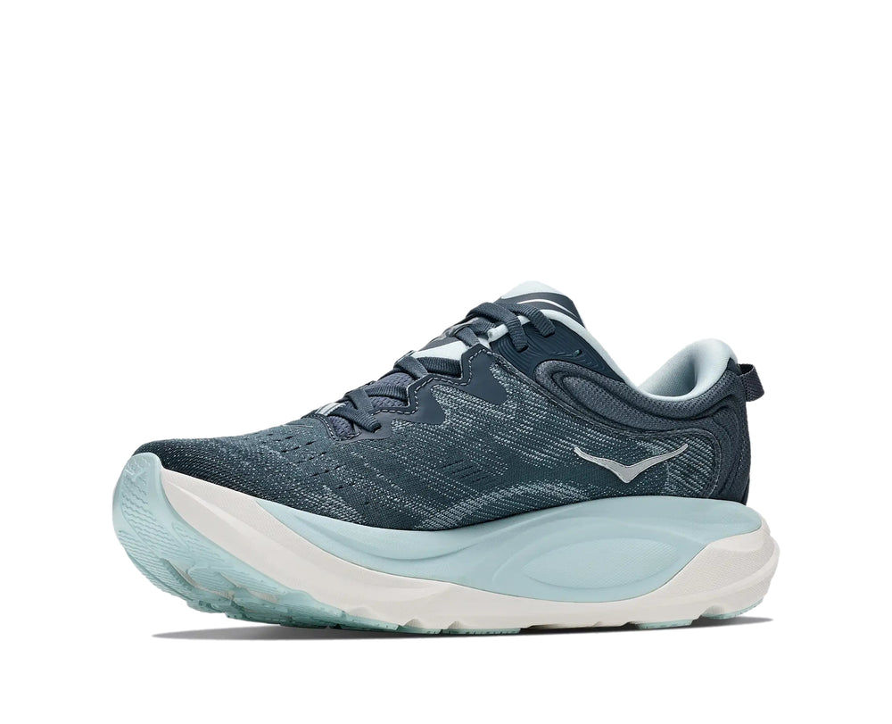 Hoka Womens Gaviota 6 running shoe in Faded Navy, angled 3/4 medial side view