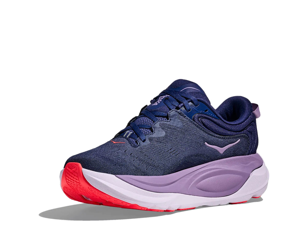 Hoka Womens Gaviota 6 running shoe in Midnight Navy, angled 3/4 medial side view