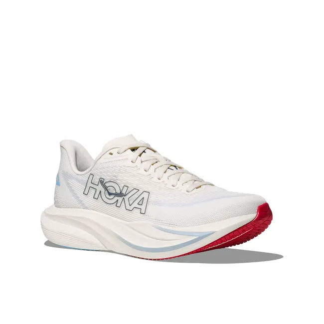 Lateral profile of HOKA Women's Mach 7 in Alabaster and Soaring Blue