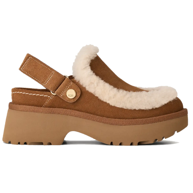 Side of UGG Women's Esmee Clog in Chestnut Brown