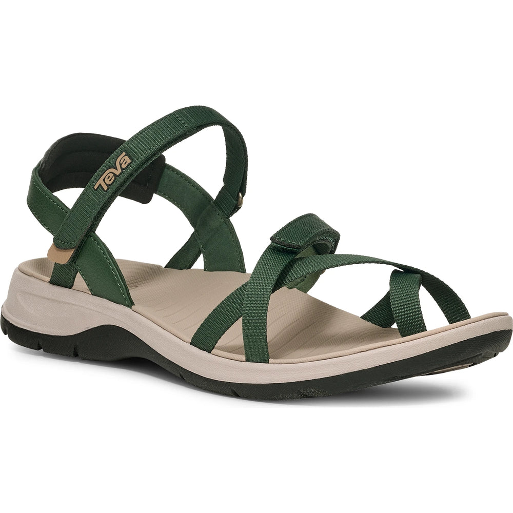 Front angle of Teva Women's TirraTraveler Slingback Sandal in Pineneedle