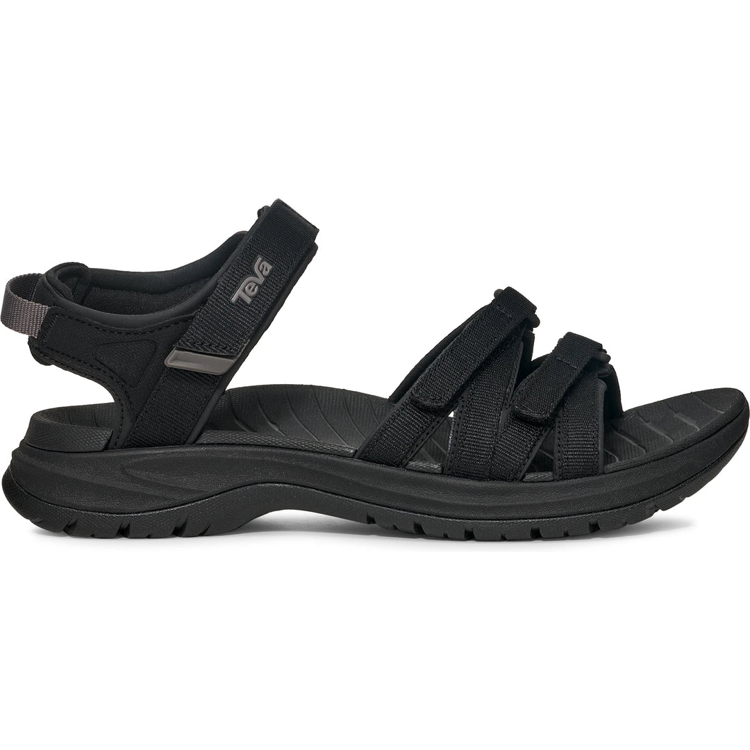 Side of Teva Women's Tirra Sport Hiking Sandal in Black/Black