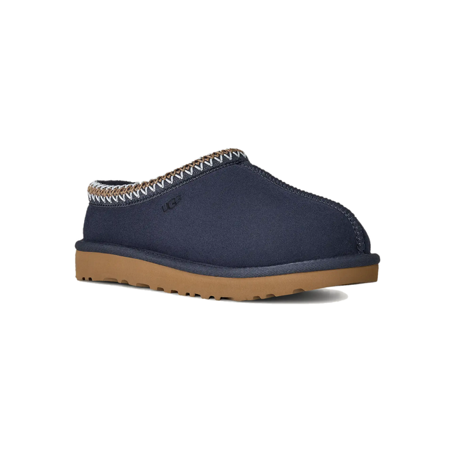 Angled side of UGG Women's Tasman II Slipper in Dark indigo navy