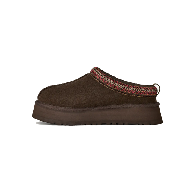 Medial side of UGG Women&#39;s Tazz II Clog in Dark Cocoa Brown