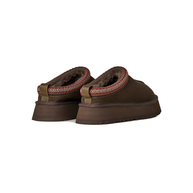 Back view of a pair of UGG Women&#39;s Tazz II Clog in Dark Cocoa Brown