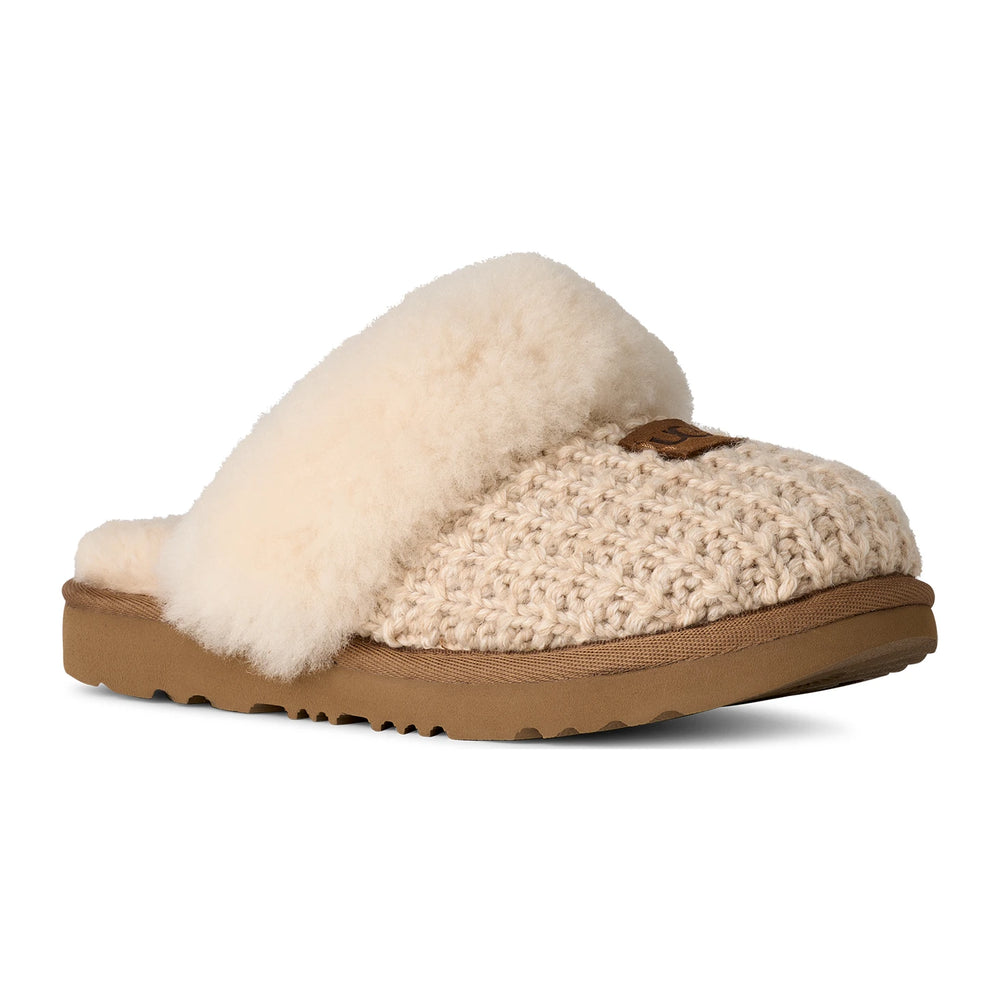 UGG Kids' Cozy II Knit Slipper (Toddler/Little Kid/Youth) in Cream, front three-quarter view