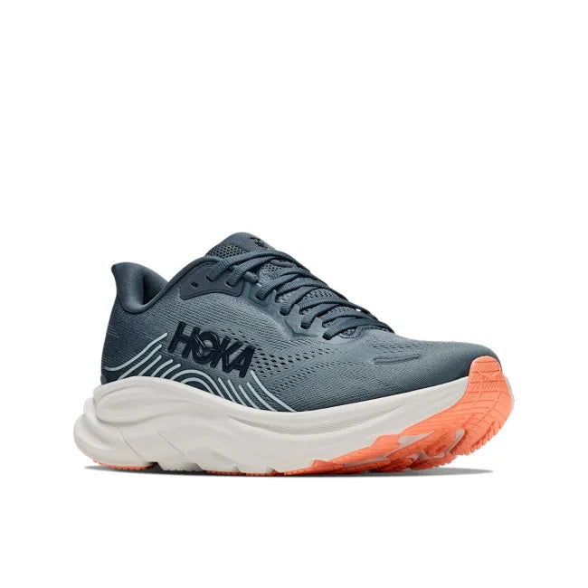 Lateral profile of HOKA Women's Clifton 11 in Faded Navy and Glimmering Blue
