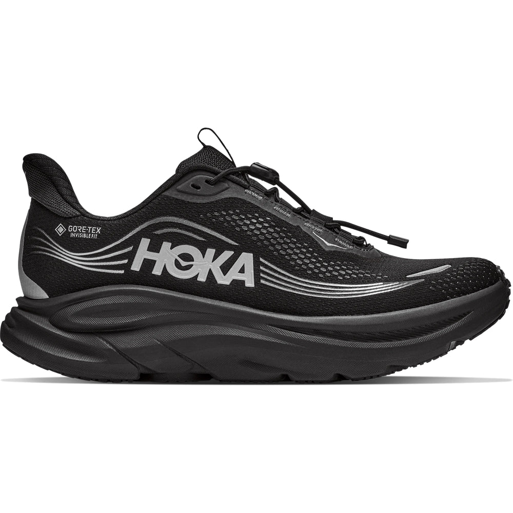 HOKA Men's Clifton 11 GTX Running Shoe in Black, outside view