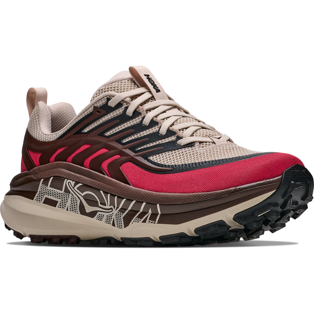 HOKA Men's Stinson 8 Trail Running Shoe in River Rock Grey/Spiced Chocolate, three-quarter front view