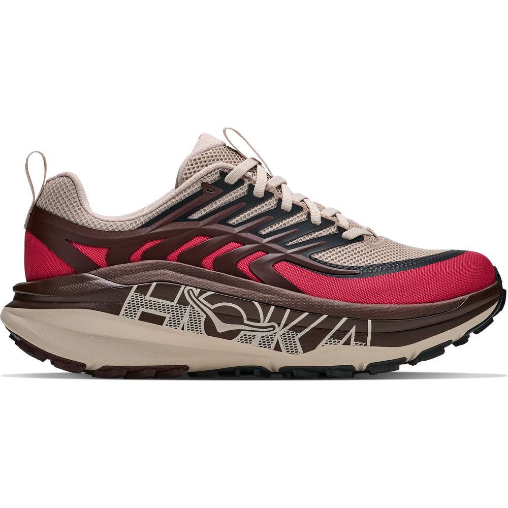 HOKA Men's Stinson 8 Trail Running Shoe in River Rock Grey/Spiced Chocolate, outside view