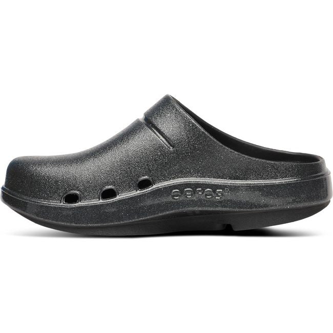 Medial of OOfos Women's OOcloog Luxe Clog in Black Sparkle