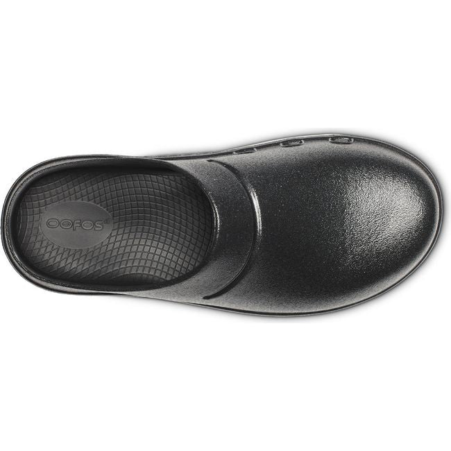 Upper of OOfos Women's OOcloog Luxe Clog in Black Sparkle