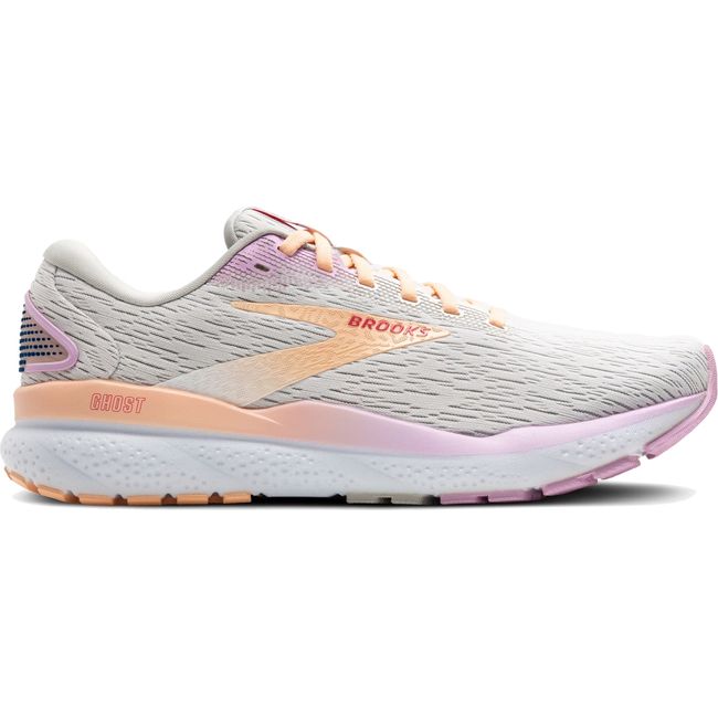 Brooks Women&#39;s Ghost 16 Running Shoe  White/Grey/Orchid 120407-186