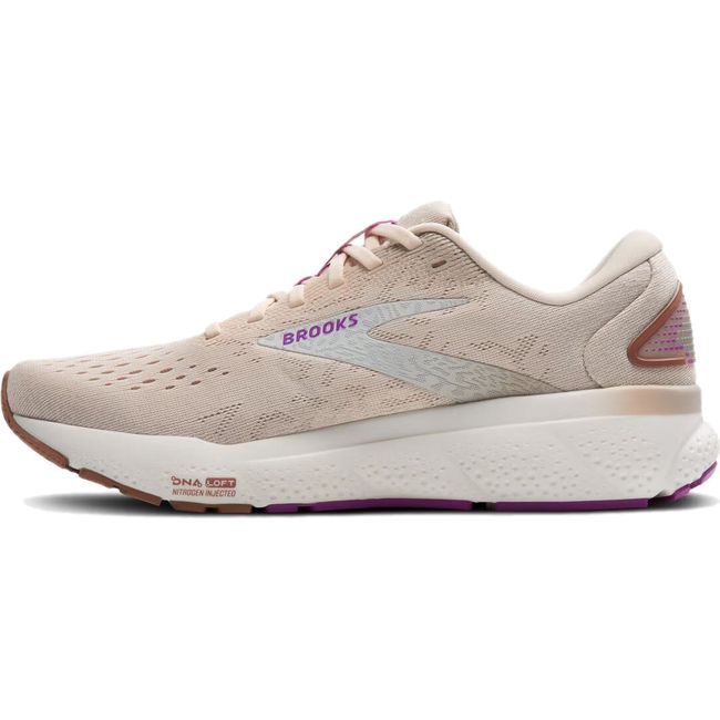 Medial side of Brooks Women&#39;s Ghost 16 Running Shoe in almond peach