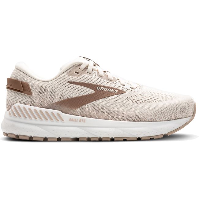 Lateral side of Women's Brooks Ariel GTS 24 Running Shoe in coconut color with white sole