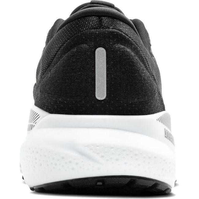 Heel view of Women's Brooks Adrenaline GTS 24 Running Shoe in Black with White Sole