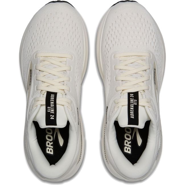Top-down view of Cream-colored Brooks Adrenaline GTS 24 running shoe with black accents