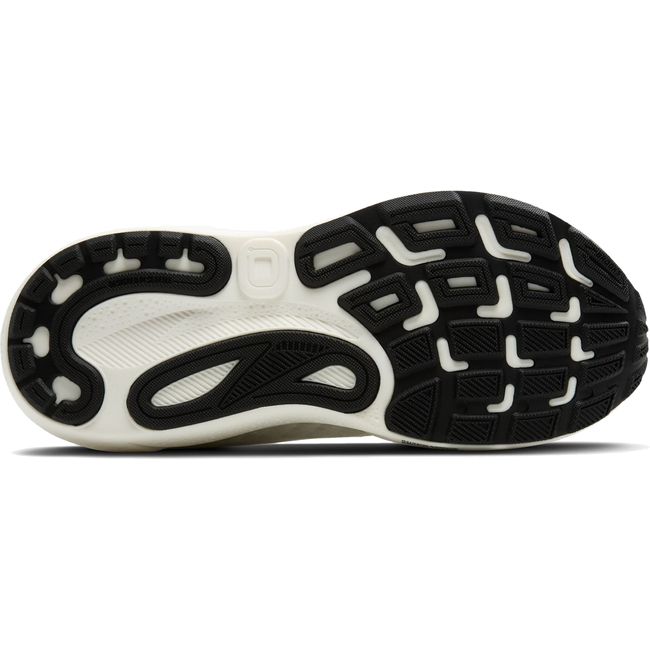 Sole view of Cream-colored Brooks Adrenaline GTS 24 running shoe with black tread