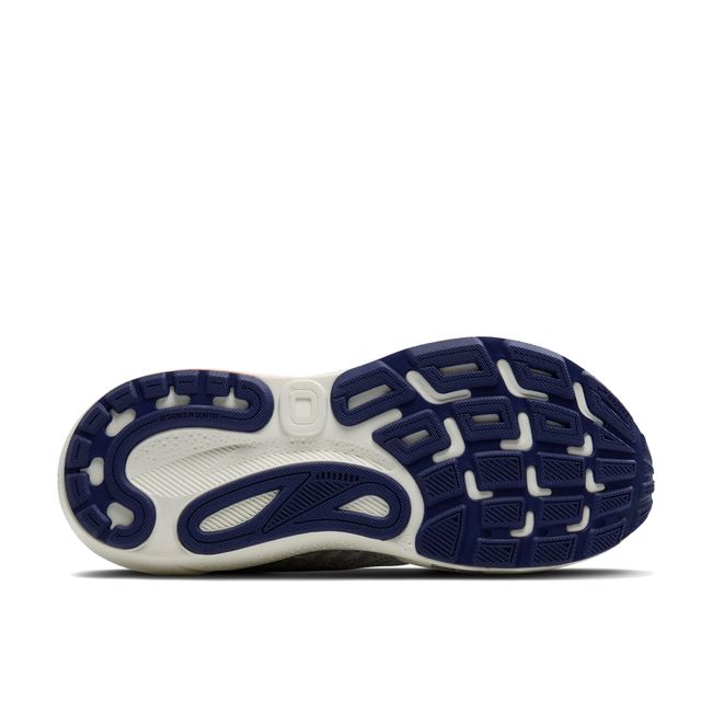 Sole of Brooks Women's Adrenaline GTS 24 Road Running Shoes in Grey, Blue Ribbon, Peach upper