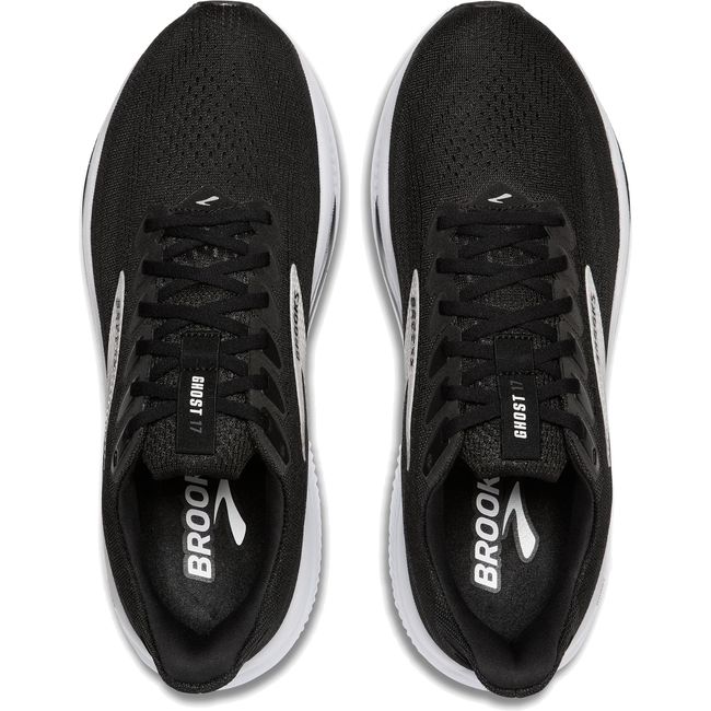 Lace up upper of Women's Brooks Ghost 17 Running Shoes in Black, Grey, and White