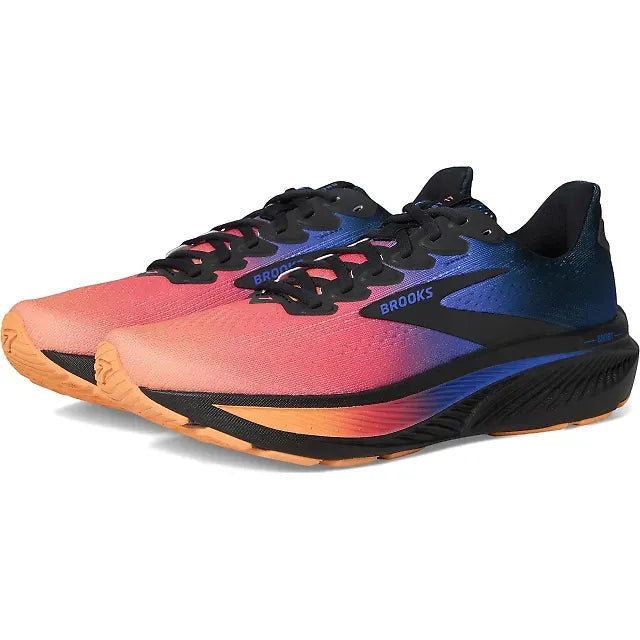 Pair of Brooks Men's Ghost 17 Running Shoes in Night Blue Papaya Multicolor