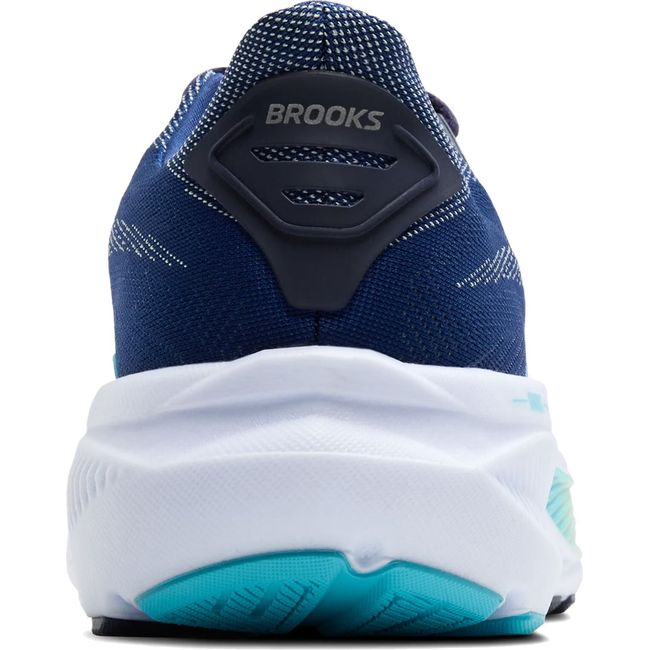 Heel of Women's Brooks Ghost 17 Running Shoe in Navy, Green, and Turquoise