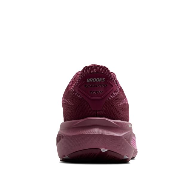 Heel of Brooks Women's Ghost 17 Running Shoe in Burgundy Red, Pink, Green