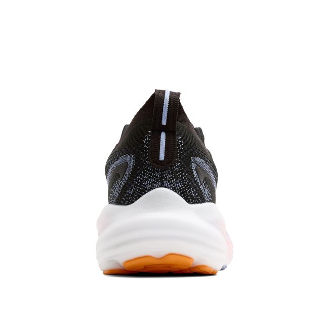 Heel of Brooks Women’s Glycerin 22 running shoe in black, blue, and pink with cushioned midsole